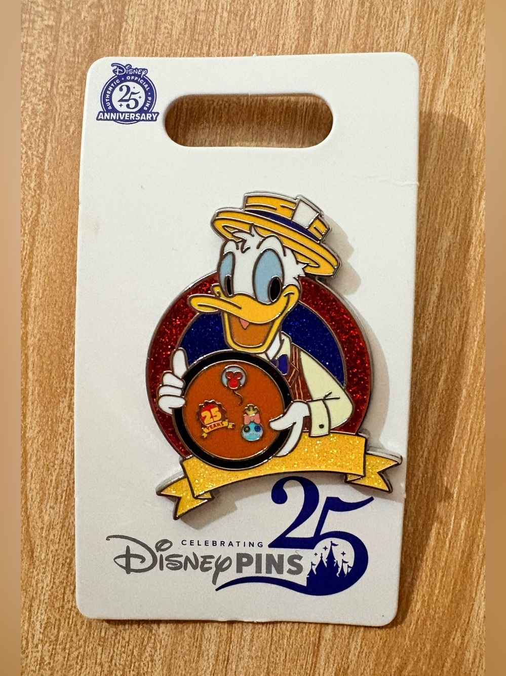 2025 Disney Parks 25th Anniversary Pin Trading Donald Duck Pin Board OE Pin